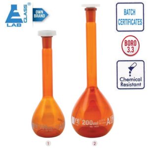 Volumetric Flasks with Stopper Amber Class-A 50-1000ml LABGLASS USA
